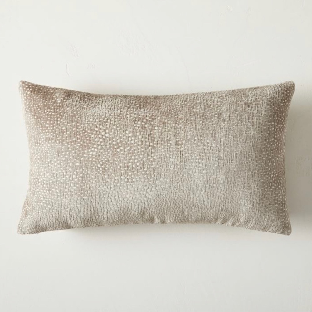 West Elm Dotted Chenille Jacquard Lumbar Pillow Cover (Dark Tan) & Pillow Insert